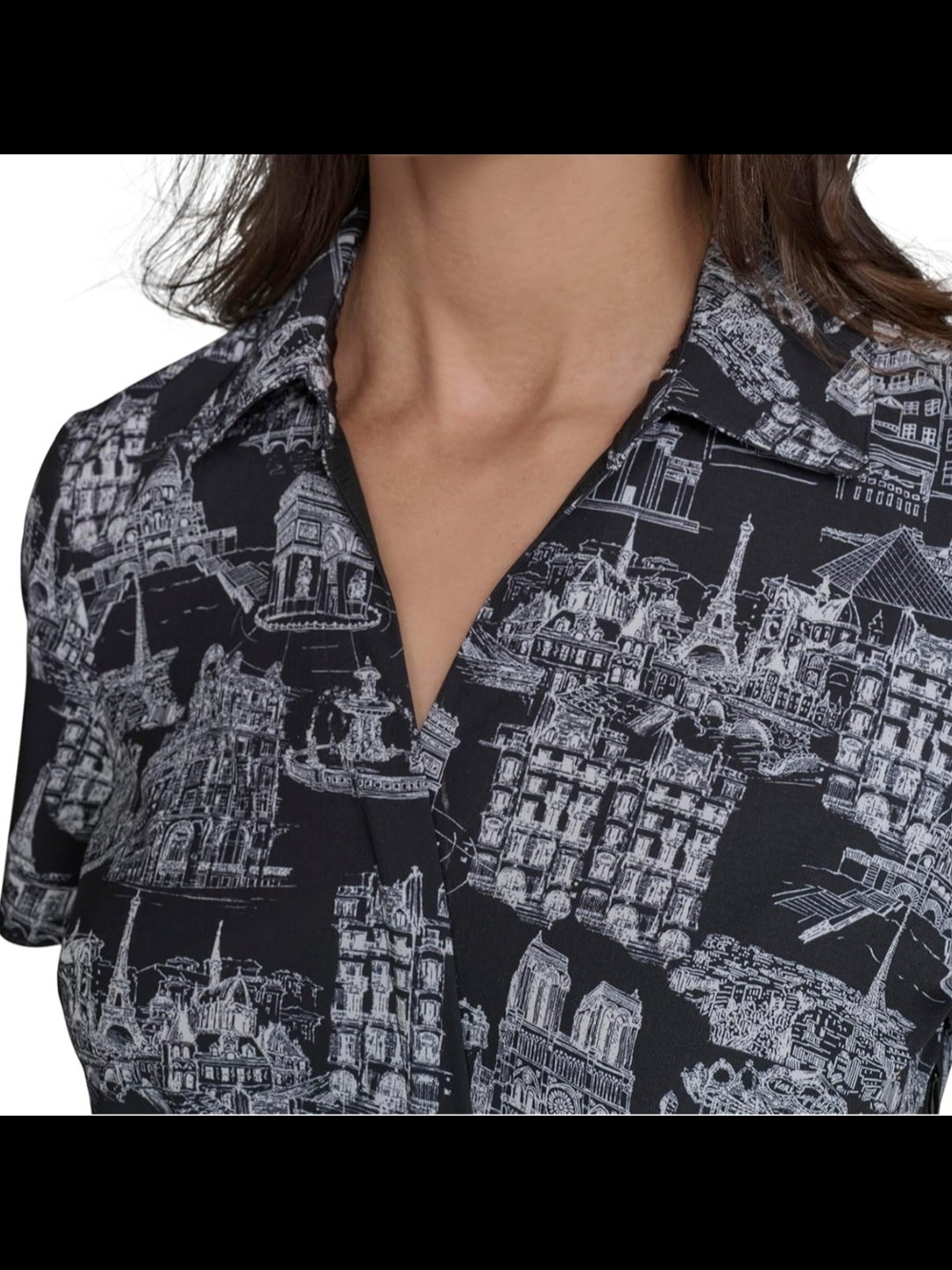 Karl Lagerfeld Black & White Architectural Print Fit-and-Flare Dress - Picture 6 of 7